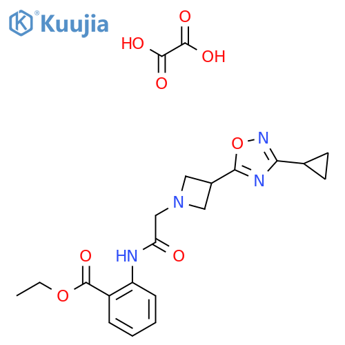 ethyl 2-{2-3-(3-cyclopropyl-1,2,4-oxadiazol-5-yl)azetidin-1-ylacetamido}benzoate; oxalic acid structure