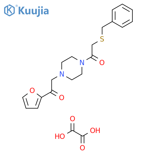 2-(benzylsulfanyl)-1-{4-2-(furan-2-yl)-2-oxoethylpiperazin-1-yl}ethan-1-one; oxalic acid structure