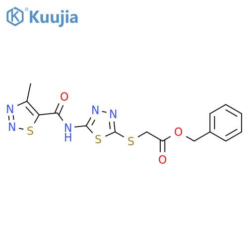 benzyl 2-{[5-(4-methyl-1,2,3-thiadiazole-5-amido)-1,3,4-thiadiazol-2-yl]sulfanyl}acetate structure