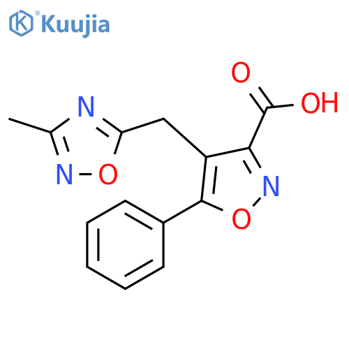 4-(3-Methyl-[1,2,4]oxadiazol-5-ylmethyl)-5-phenyl-isoxazole-3-carboxylic acid structure