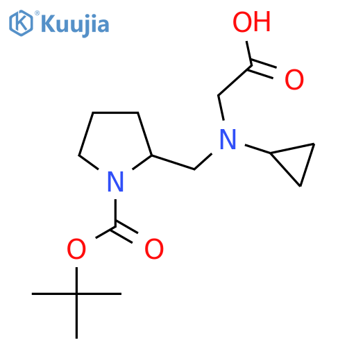 2-[(Carboxymethyl-cyclopropyl-amino)-methyl]-pyrrolidine-1-carboxylic acid tert-butyl ester structure