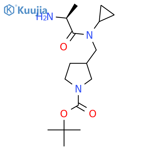 3-{[((S)-2-Aminopropanyl)cyclopropylamino]methyl}pyrrolidine-1-carboxylic acid tert-butyl ester structure