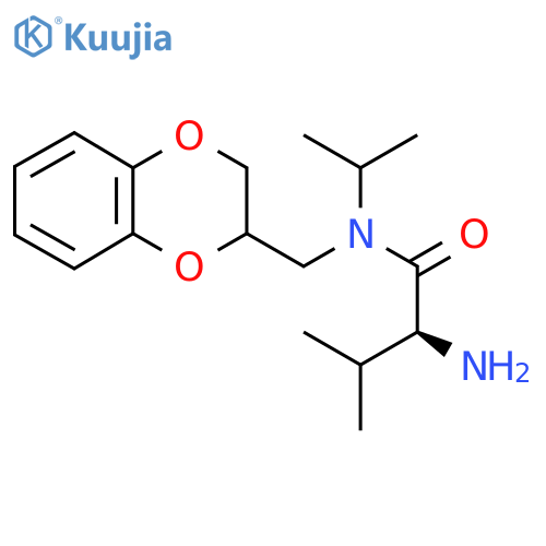 (S)-2-Amino-N-(2,3-dihydro-benzo[1,4]dioxin-2-ylmethyl)-N-isopropyl-3-methyl-butyramide structure