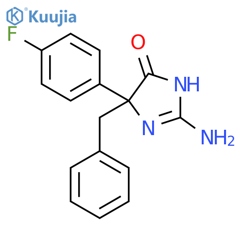 2-amino-5-benzyl-5-(4-fluorophenyl)-4,5-dihydro-1H-imidazol-4-one structure