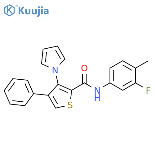 N-(3-fluoro-4-methylphenyl)-4-phenyl-3-(1H-pyrrol-1-yl)thiophene-2-carboxamide structure