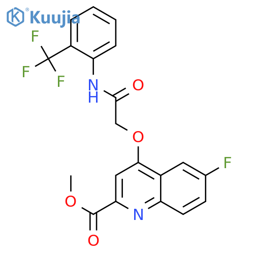 methyl 6-fluoro-4-({[2-(trifluoromethyl)phenyl]carbamoyl}methoxy)quinoline-2-carboxylate structure