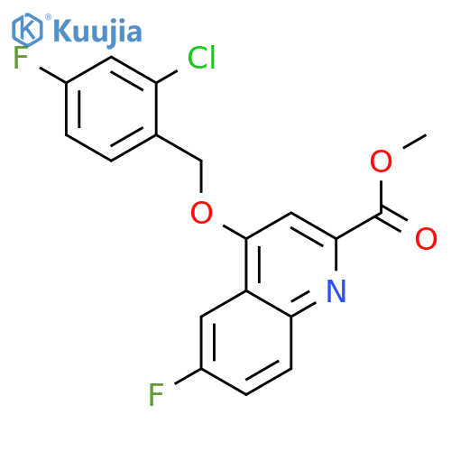 methyl 4-[(2-chloro-4-fluorophenyl)methoxy]-6-fluoroquinoline-2-carboxylate structure