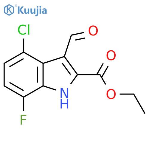 Ethyl 4-chloro-7-fluoro-3-formyl-1H-indole-2-carboxylate structure