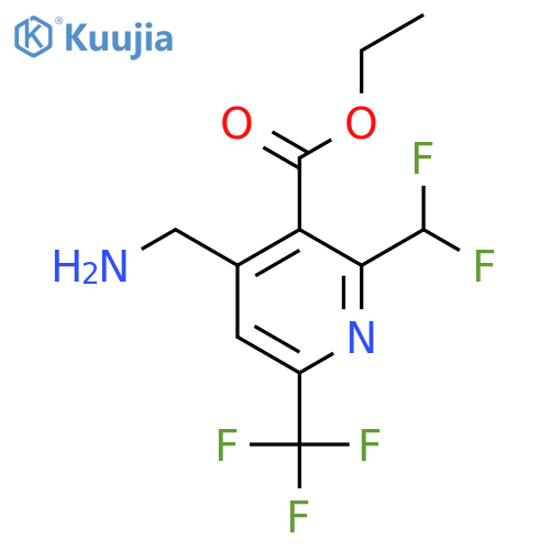 Ethyl 4-(aminomethyl)-2-(difluoromethyl)-6-(trifluoromethyl)pyridine-3-carboxylate structure