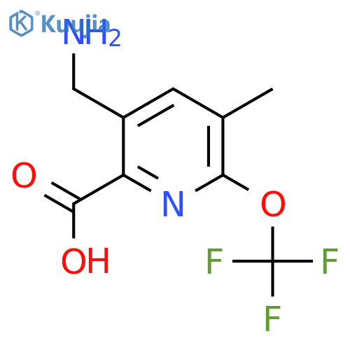 3-(Aminomethyl)-5-methyl-6-(trifluoromethoxy)pyridine-2-carboxylic acid structure