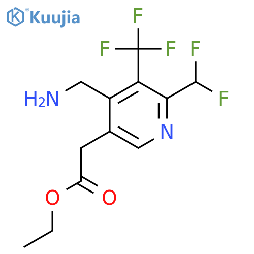Ethyl 4-(aminomethyl)-2-(difluoromethyl)-3-(trifluoromethyl)pyridine-5-acetate structure