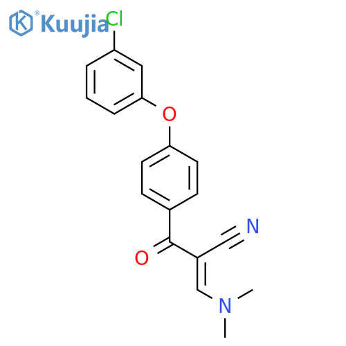 (2E)-2-[(E)-4-(3-chlorophenoxy)benzoyl]-3-(dimethylamino)prop-2-enenitrile structure