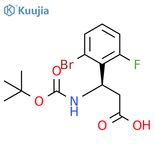 (3R)-3-(2-bromo-6-fluorophenyl)-3-{(tert-butoxy)carbonylamino}propanoic acid structure