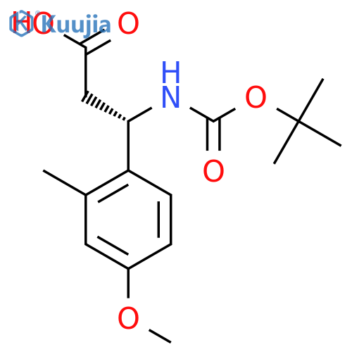 (3S)-3-{(tert-butoxy)carbonylamino}-3-(4-methoxy-2-methylphenyl)propanoic acid structure