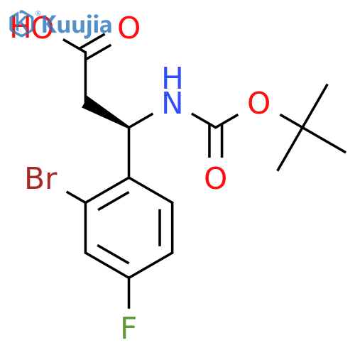 (3R)-3-(2-bromo-4-fluorophenyl)-3-{(tert-butoxy)carbonylamino}propanoic acid structure