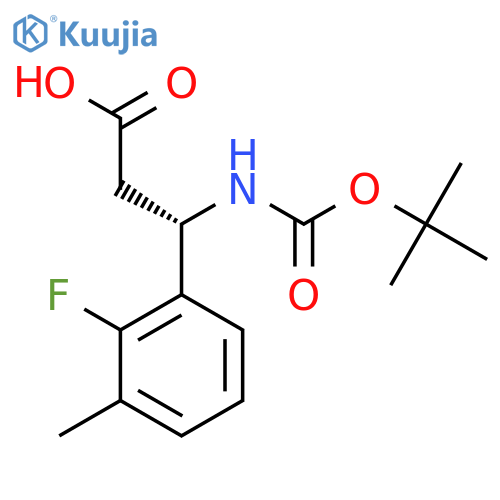 (3S)-3-{(tert-butoxy)carbonylamino}-3-(2-fluoro-3-methylphenyl)propanoic acid structure