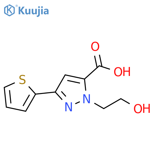 1-(2-hydroxyethyl)-3-(thiophen-2-yl)-1H-pyrazole-5-carboxylic acid structure