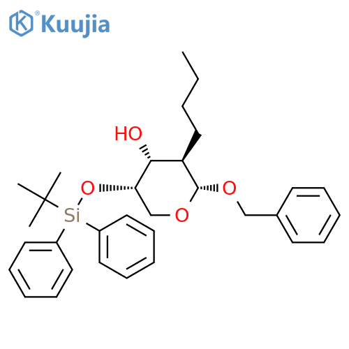 benzyl 2-C-butyl-2-deoxy-4-O-(tert-butyldiphenylsilyl)-α-L-arabinopyranoside structure