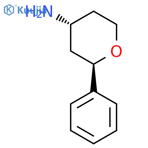 rac-(2R,4R)-2-phenyloxan-4-amine structure