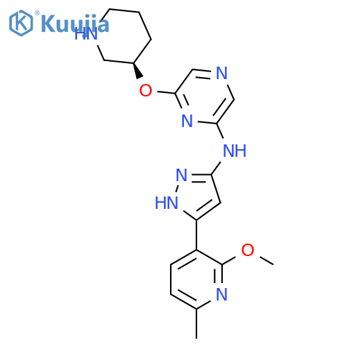 (R)-[5-(2-Methoxy-6-methyl-pyridin-3-yl)-2H-pyrazol-3-yl]-[6-(piperidin-3-yloxy)-pyrazin-2-yl]-amine structure