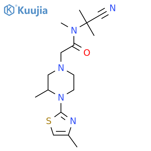 N-(1-cyano-1-methylethyl)-N-methyl-2-[3-methyl-4-(4-methyl-1,3-thiazol-2-yl)piperazin-1-yl]acetamide structure