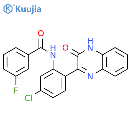 N-[5-chloro-2-(3-oxo-3,4-dihydroquinoxalin-2-yl)phenyl]-3-fluorobenzamide structure