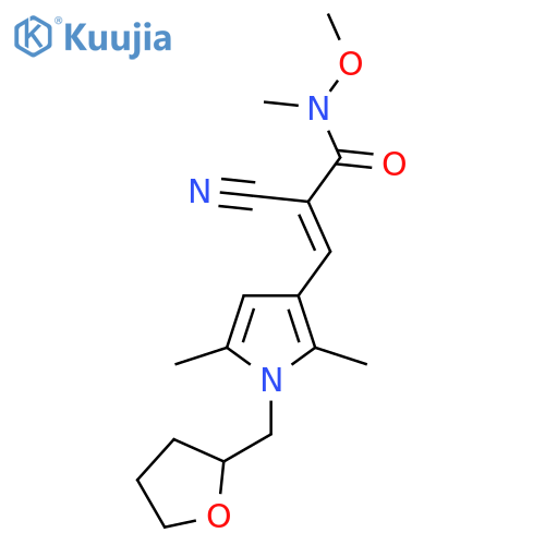 (E)-2-Cyano-3-[2,5-dimethyl-1-(oxolan-2-ylmethyl)pyrrol-3-yl]-N-methoxy-N-methylprop-2-enamide structure
