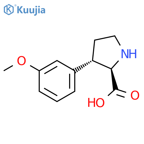 (2R,3S)-3-(3-methoxyphenyl)pyrrolidine-2-carboxylic acid structure