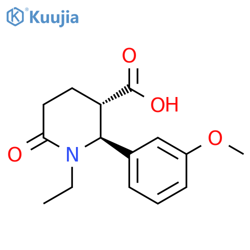 (2S,3S)-1-Ethyl-2-(3-methoxyphenyl)-6-oxopiperidine-3-carboxylic acid structure