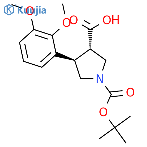 (3S,4R)-4-(2,3-dimethoxyphenyl)-1-[(2-methylpropan-2-yl)oxycarbonyl]pyrrolidine-3-carboxylic acid structure