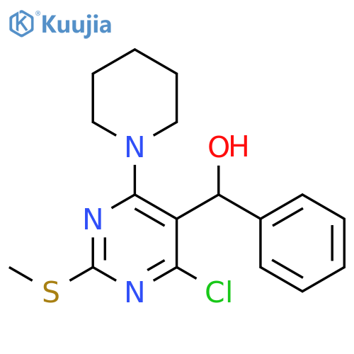 (4-Chloro-2-(methylthio)-6-(piperidin-1-yl)pyrimidin-5-yl)(phenyl)methanol structure