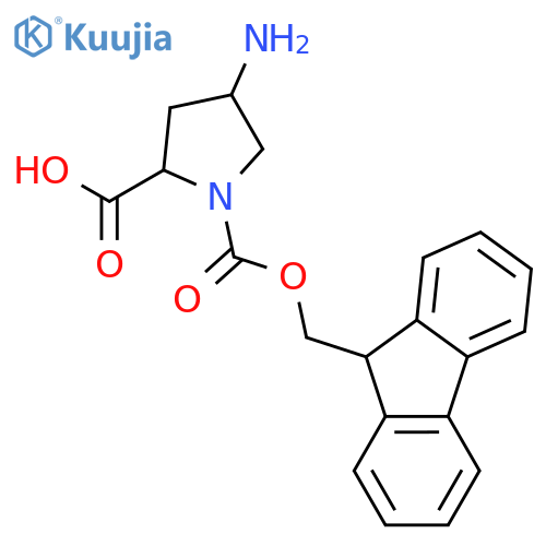 (2R,4S)-1-(((9H-Fluoren-9-yl)methoxy)carbonyl)-4-aminopyrrolidine-2-carboxylic acid structure