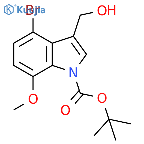 N-Boc-4-bromo-3-(hydroxymethyl)-7-methoxyindole structure