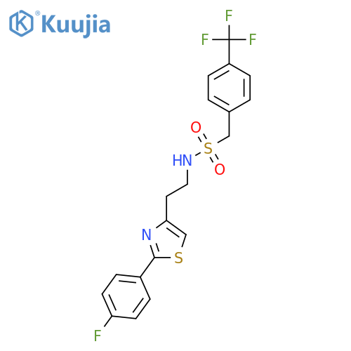 N-{2-[2-(4-fluorophenyl)-1,3-thiazol-4-yl]ethyl}-1-[4-(trifluoromethyl)phenyl]methanesulfonamide structure