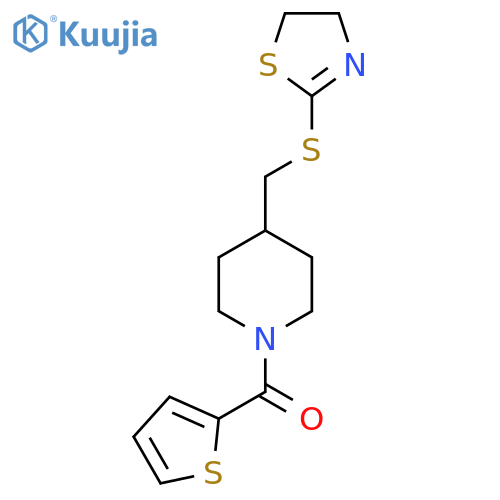 4-[(4,5-dihydro-1,3-thiazol-2-ylsulfanyl)methyl]-1-(thiophene-2-carbonyl)piperidine structure