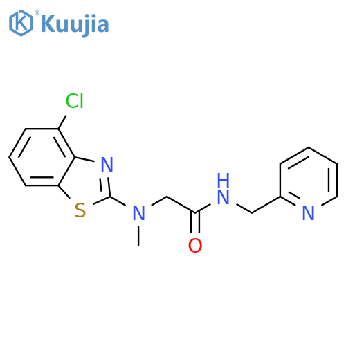 2-(4-chloro-1,3-benzothiazol-2-yl)(methyl)amino-N-(pyridin-2-yl)methylacetamide structure