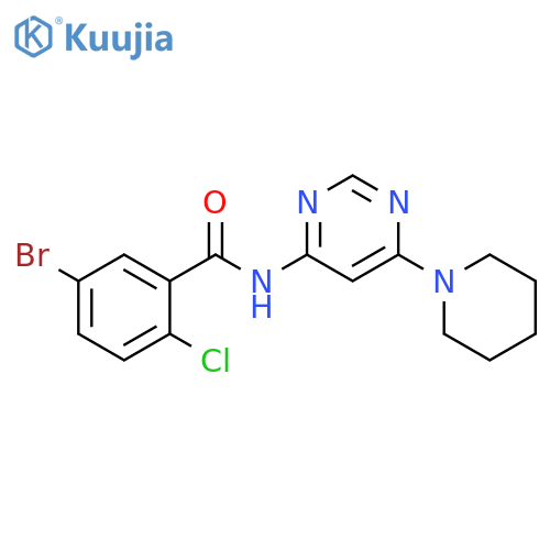 5-bromo-2-chloro-N-6-(piperidin-1-yl)pyrimidin-4-ylbenzamide structure