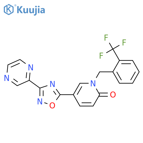 5-3-(pyrazin-2-yl)-1,2,4-oxadiazol-5-yl-1-{2-(trifluoromethyl)phenylmethyl}-1,2-dihydropyridin-2-one structure