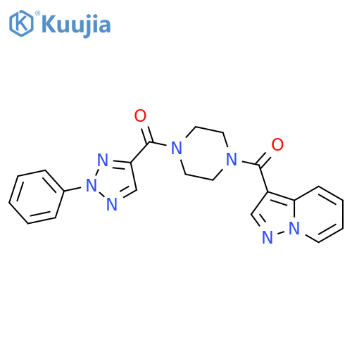 1-(2-phenyl-2H-1,2,3-triazole-4-carbonyl)-4-{pyrazolo[1,5-a]pyridine-3-carbonyl}piperazine structure