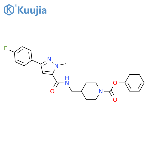 phenyl 4-({[3-(4-fluorophenyl)-1-methyl-1H-pyrazol-5-yl]formamido}methyl)piperidine-1-carboxylate structure