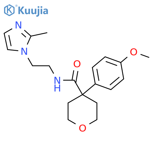 4-(4-methoxyphenyl)-N-[2-(2-methyl-1H-imidazol-1-yl)ethyl]oxane-4-carboxamide structure