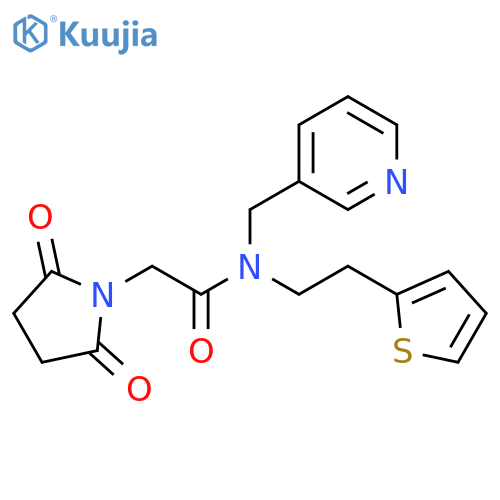 2-(2,5-dioxopyrrolidin-1-yl)-N-(pyridin-3-yl)methyl-N-2-(thiophen-2-yl)ethylacetamide structure