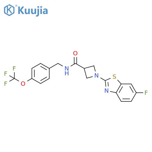 1-(6-fluoro-1,3-benzothiazol-2-yl)-N-{[4-(trifluoromethoxy)phenyl]methyl}azetidine-3-carboxamide structure
