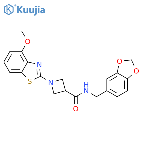 N-[(2H-1,3-benzodioxol-5-yl)methyl]-1-(4-methoxy-1,3-benzothiazol-2-yl)azetidine-3-carboxamide structure