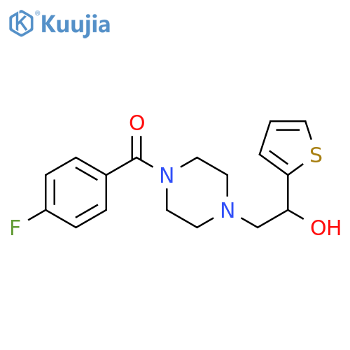 2-4-(4-fluorobenzoyl)piperazin-1-yl-1-(thiophen-2-yl)ethan-1-ol structure