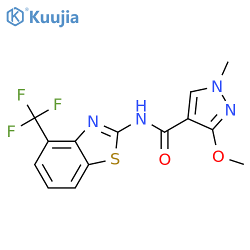 3-methoxy-1-methyl-N-[4-(trifluoromethyl)-1,3-benzothiazol-2-yl]pyrazole-4-carboxamide structure