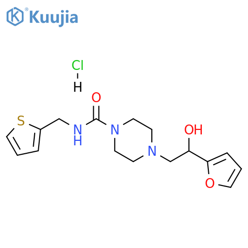 4-2-(furan-2-yl)-2-hydroxyethyl-N-(thiophen-2-yl)methylpiperazine-1-carboxamide hydrochloride structure