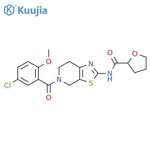 N-5-(5-chloro-2-methoxybenzoyl)-4H,5H,6H,7H-1,3thiazolo5,4-cpyridin-2-yloxolane-2-carboxamide structure