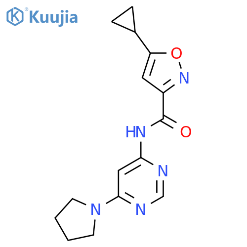 5-cyclopropyl-N-[6-(pyrrolidin-1-yl)pyrimidin-4-yl]-1,2-oxazole-3-carboxamide structure