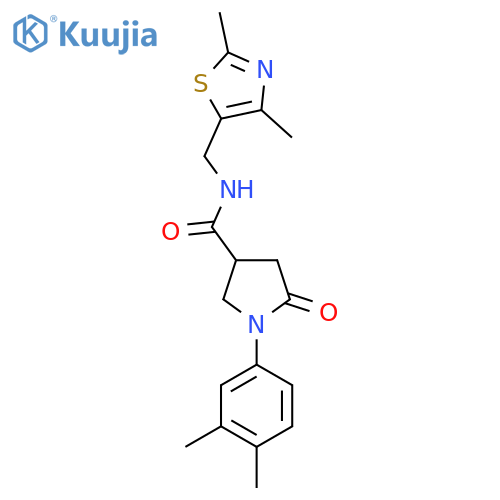 N-(2,4-dimethyl-1,3-thiazol-5-yl)methyl-1-(3,4-dimethylphenyl)-5-oxopyrrolidine-3-carboxamide structure